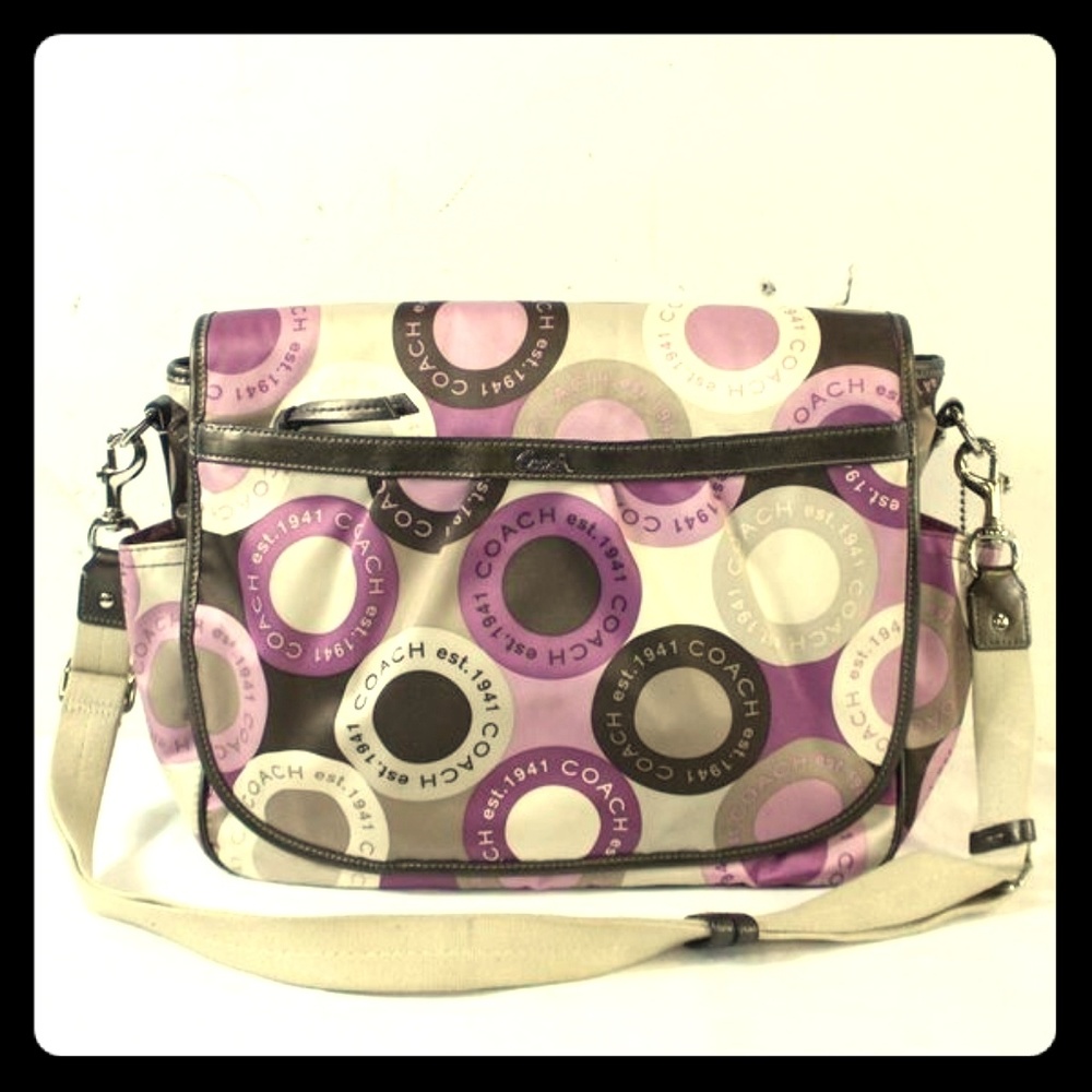 Coach Womens Diaper Bag Purple Brown